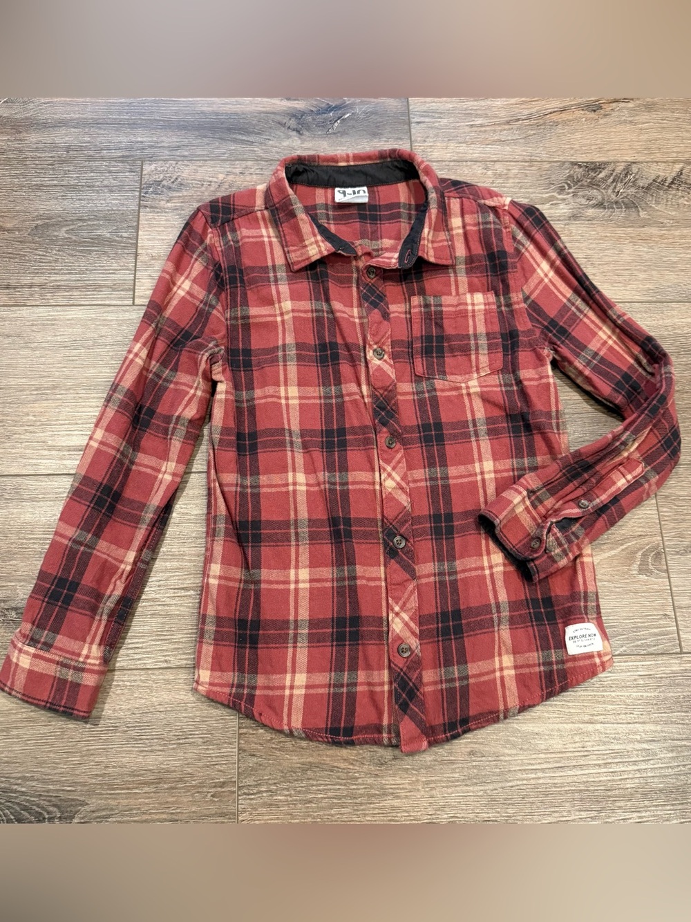 Cotton On Red and Black Plaid Flannel Button-Down Shirt